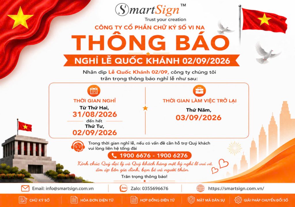 Thông báo nghỉ lễ Quốc khánh 02/09/2026