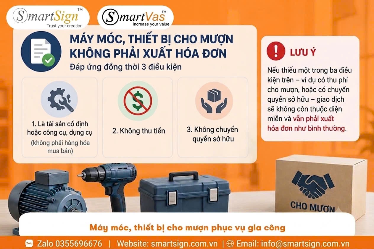 Cho mượn máy móc thiết bị gia công không phải xuất hóa đơn